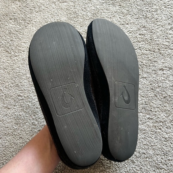 Olukai Moloa Hulu Slippers Men's 12 Charcoal Wool Slip On Comfort Loafers - Picture 3 of 6